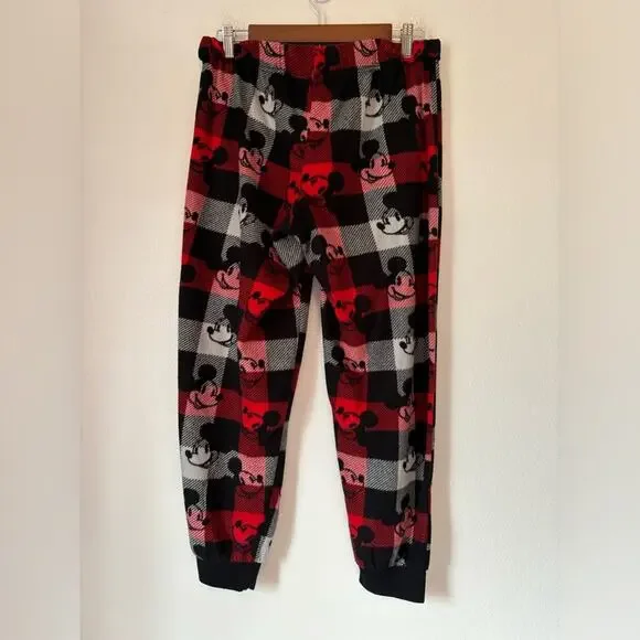 Disney‎ Mickey Mouse Med Red Black Plaid Lounge Pajama Pants Travel Vacation - Picture 4 of 7